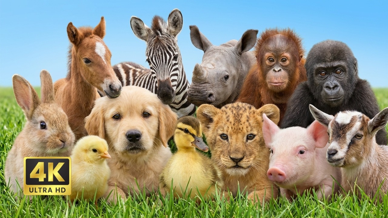Farm Animal Sounds - Frog, goat, Cat, Dog, Chicken, Duck - Animal Moments