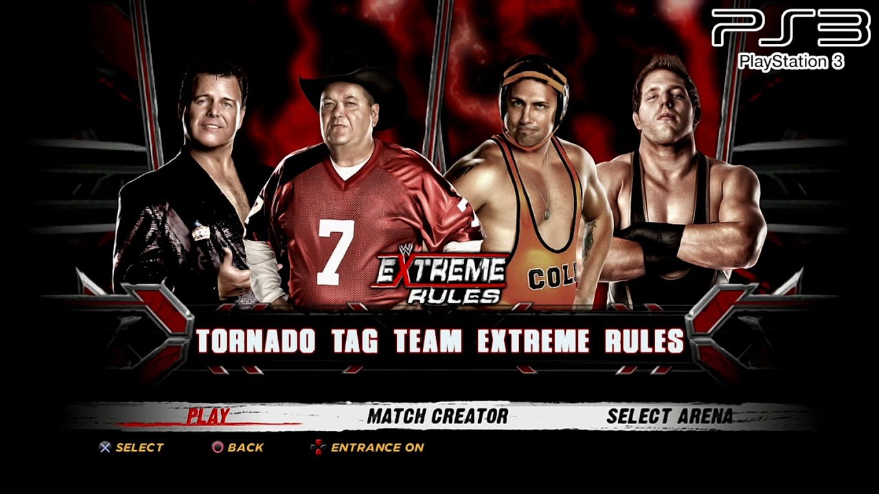 WWE '12 PS3 - JimRoss & JerryLawler VS MichaelCole & JackSwagger - Tornado Tag Team Extreme Rules