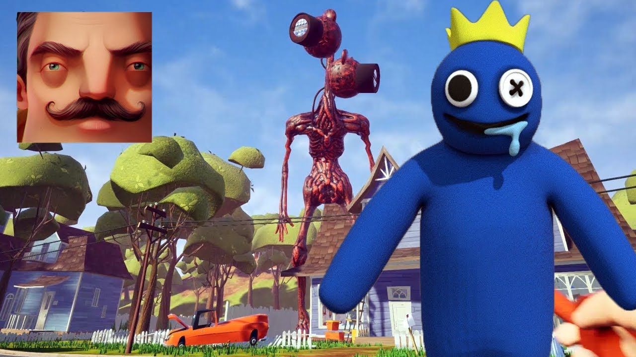 Blue in Rainbow Friends Hello Neighbor - My New Neighbor Act 2 Random Gameplay Walkthrough