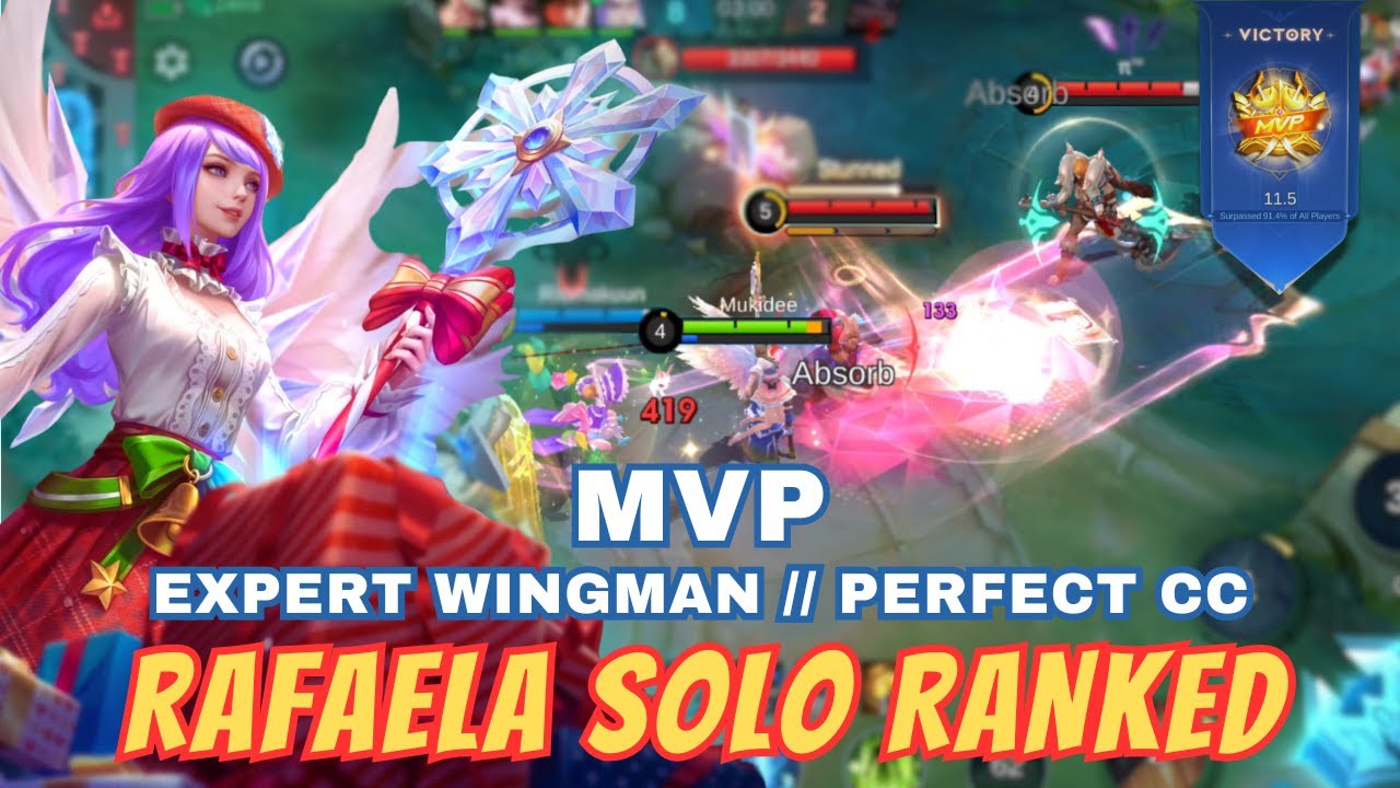 Rafaela Solo Ranked: MVP ( Expert Wingman and Perfect CC ) Mobile Legends Gameplay