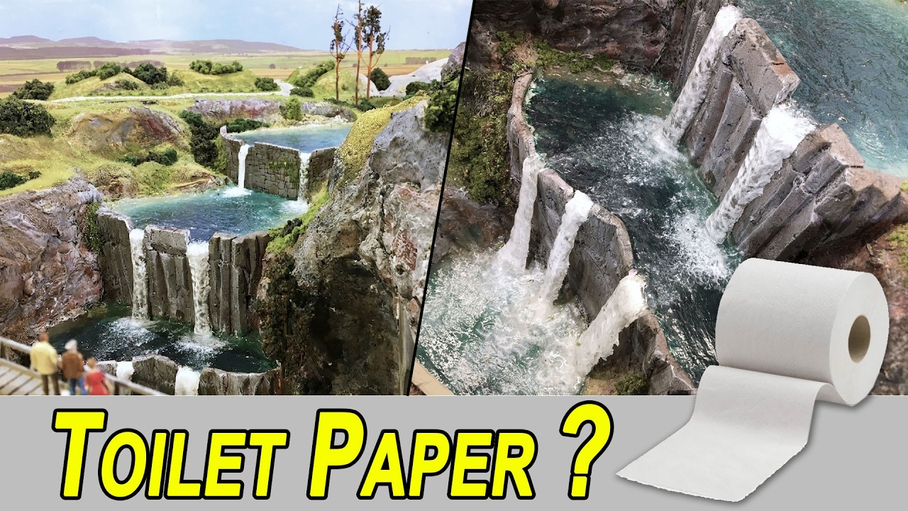 Toilet paper + Glue = Realistic Waterfalls