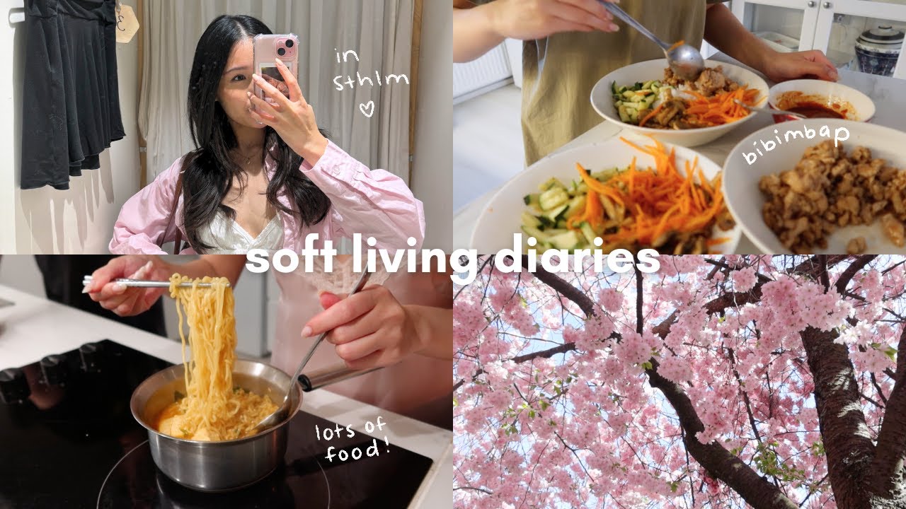Spring Stockholm vlog 🛳) lots of eating, seeing cherry blossoms & getting back into a routine 💗