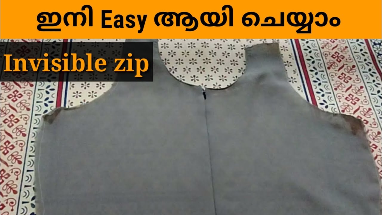 How to stich invisible zip in churidar/invisible zip attaching in malayalam for beginners