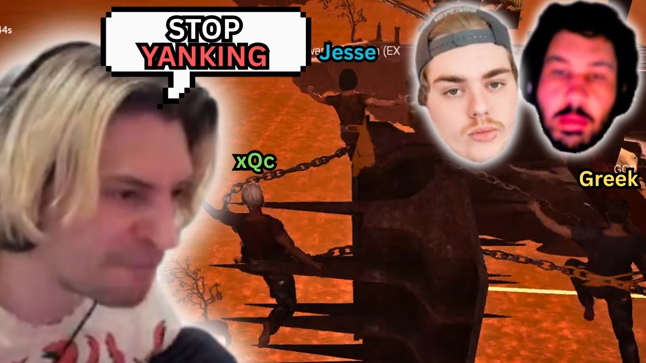 xQc goes INSANE playing Chained Together with Jesse and Greek