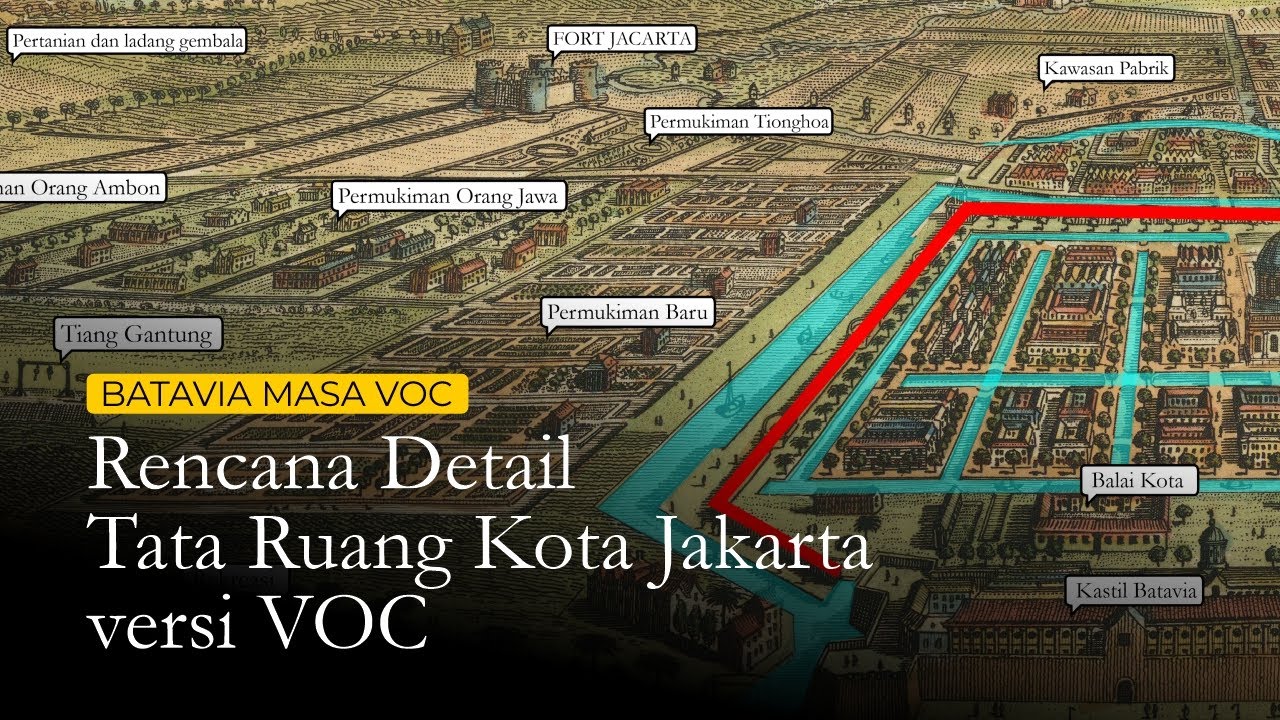 LUKISAN PETA KUNO INI MEMPERLIHATKAN TATA RUANG KOTA BATAVIA ABAD KE 18