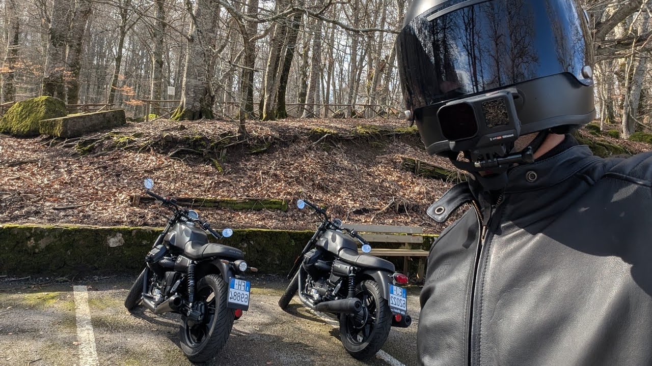 Riding in the beech forest - Faggeta del Monte Cimino - Moto Guzzi V7 - Mistral exhaust
