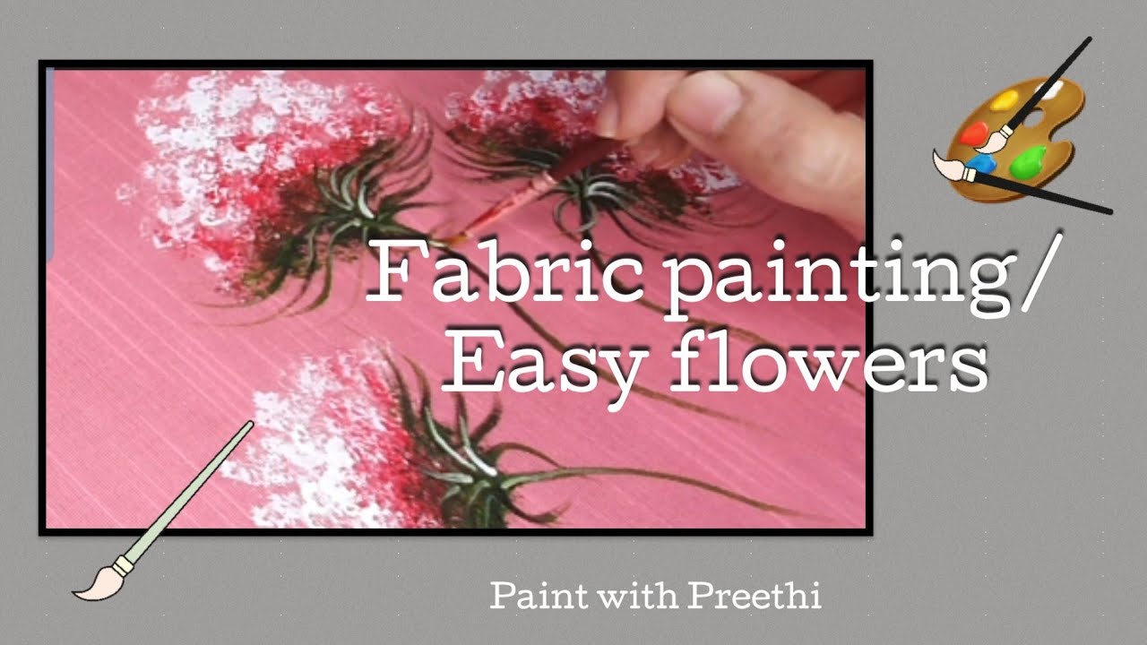Fabric painting using old brush/Easy flowers @KritiByPreethi