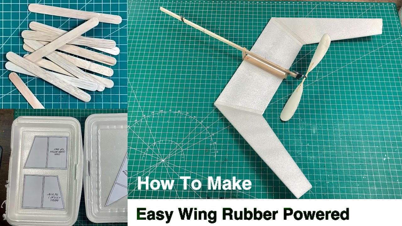 How To Build Easy Wing Rubber Powered Flying Wing Pusher
