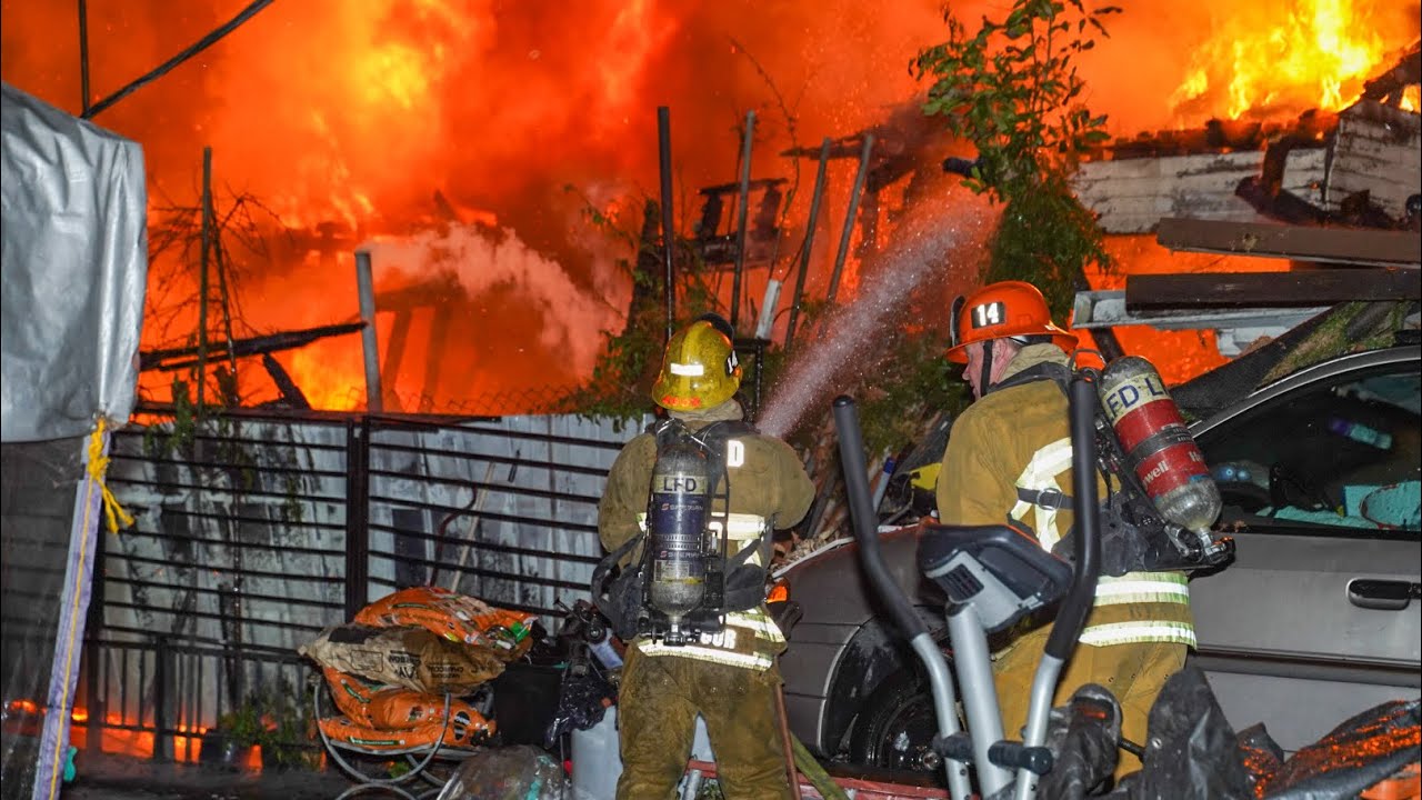LAFD Well Involved Back Unit: Engine 14 on B Side