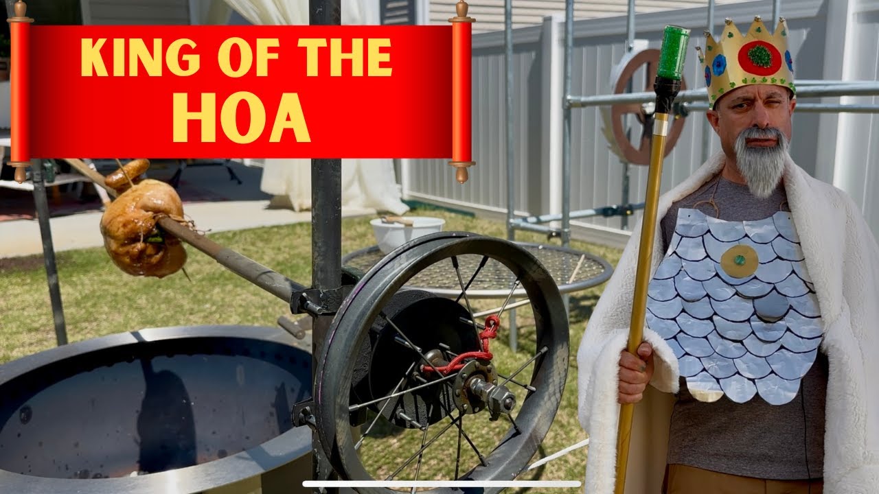 A Royal Visit to the HOA Cooking Machine #clock #camping #breeo #campfire #chicken