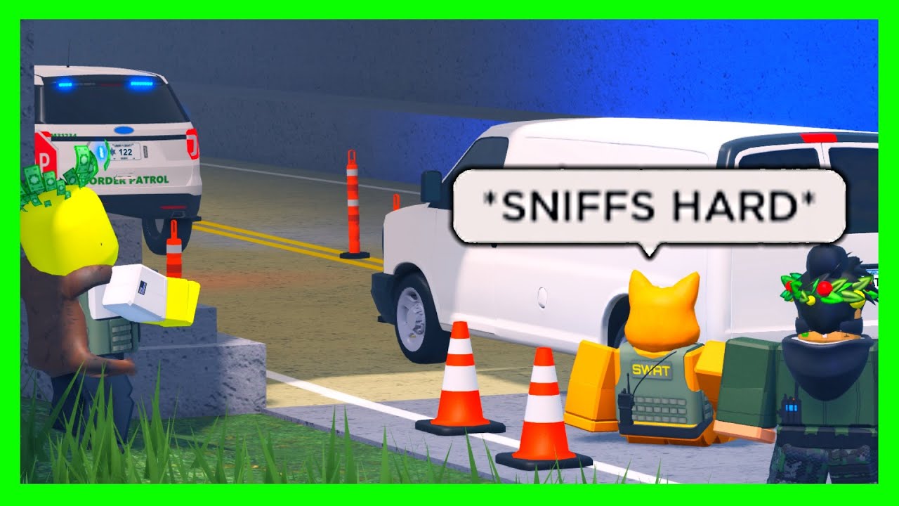 K9 FINDS ILLEGAL SUBSTANCE INSIDE OF CAR AT THE BORDER! *PURSUIT* ER:LC Roblox Roleplay