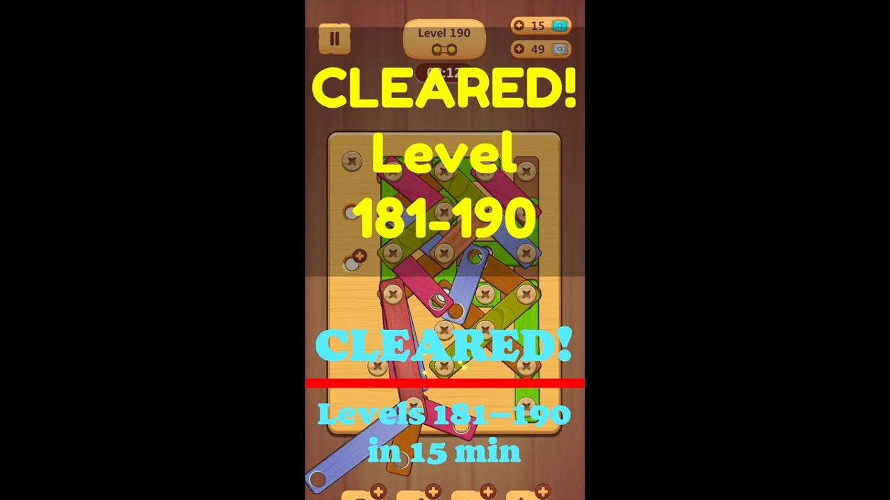 Wood Nuts & Bolts Puzzle ★ Hard Level 181～190