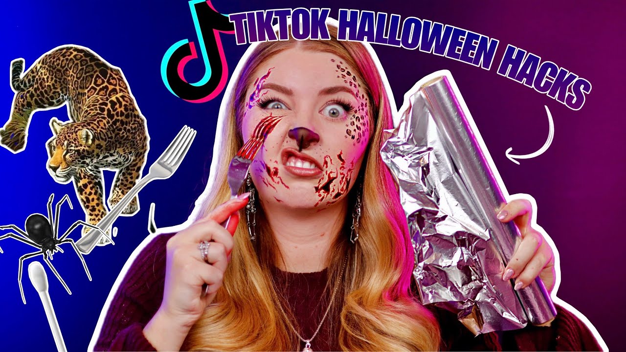 Ich teste virale HALLOWEEN Makeup HACKS von TIKTOK! 😱🎃 Wunden mit Gabel & Alufolie?! 💀