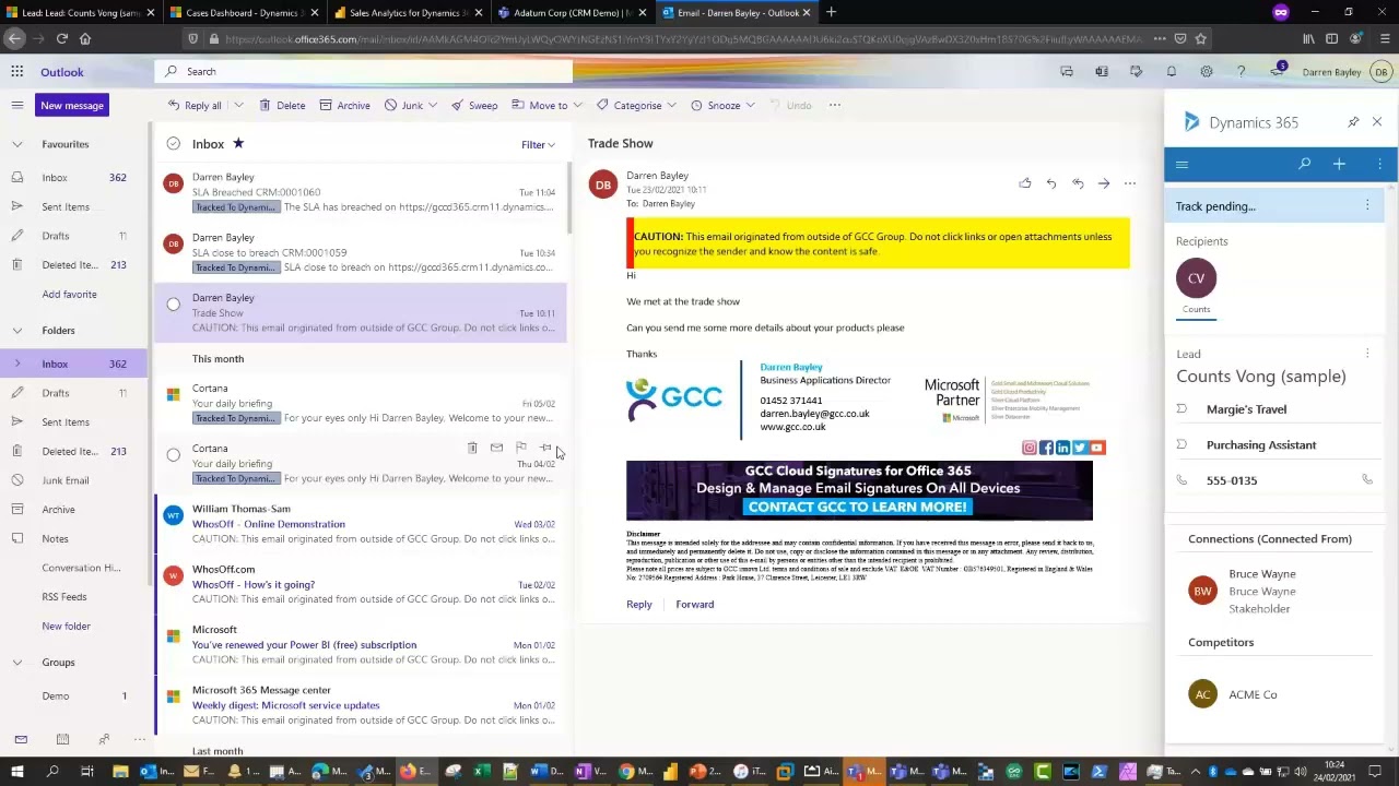 Microsoft Dynamics 365 CRM Demonstration - Sales Process & User Interface