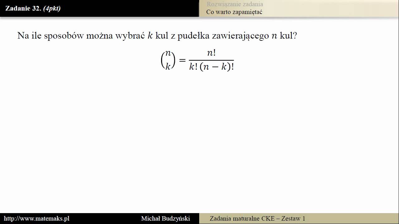 Zadanie 32 - matura z matematyki [losowanie kul] (zestaw 1)