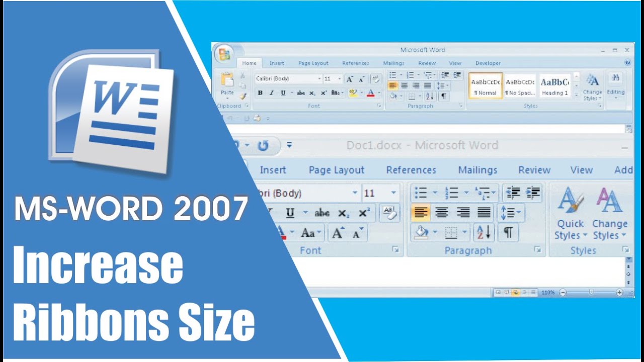Increase Ribbons Size in MS-Word Urdu / Hindi