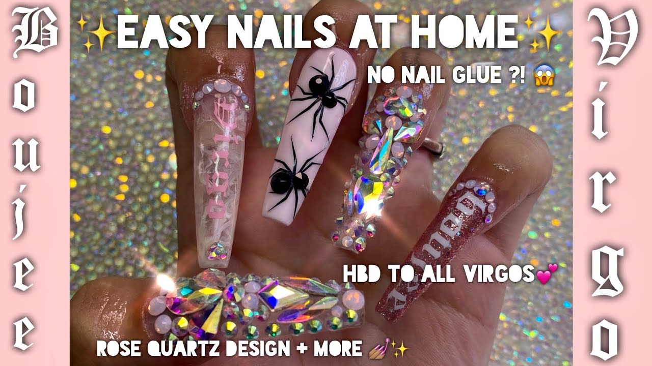 Easy spider / rose quartz press on nails | no nail glue 😱 | vanity Val