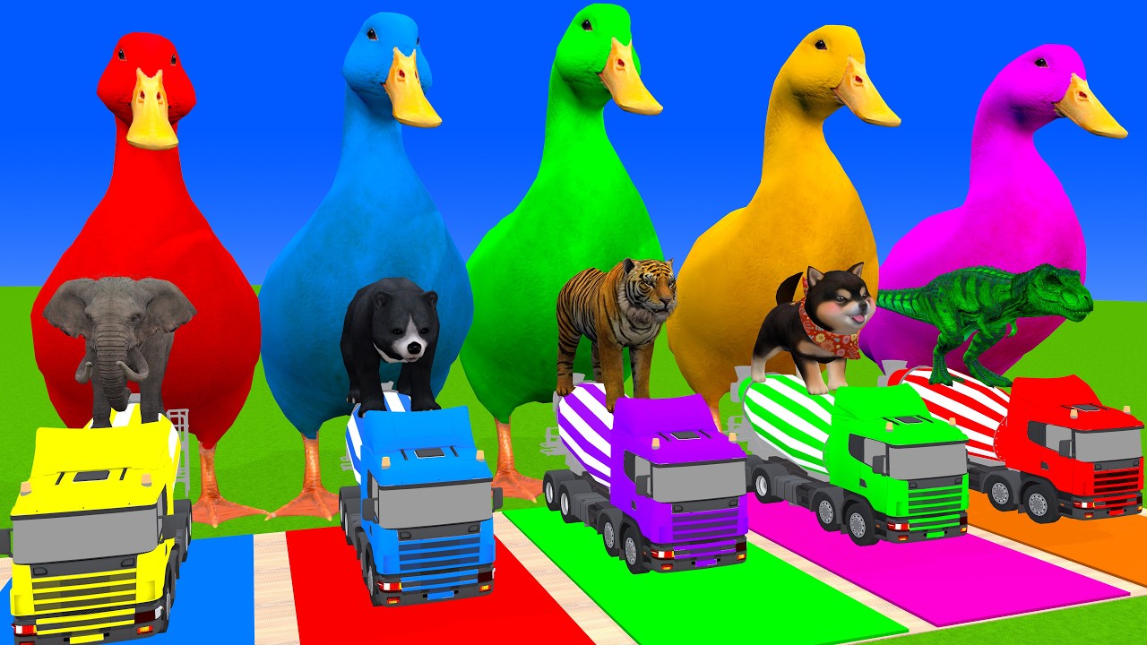 Long Slide Game With Cow Elephant Gorilla Hippopotamus Tiger 3d Animal Game Funny 3d Animals