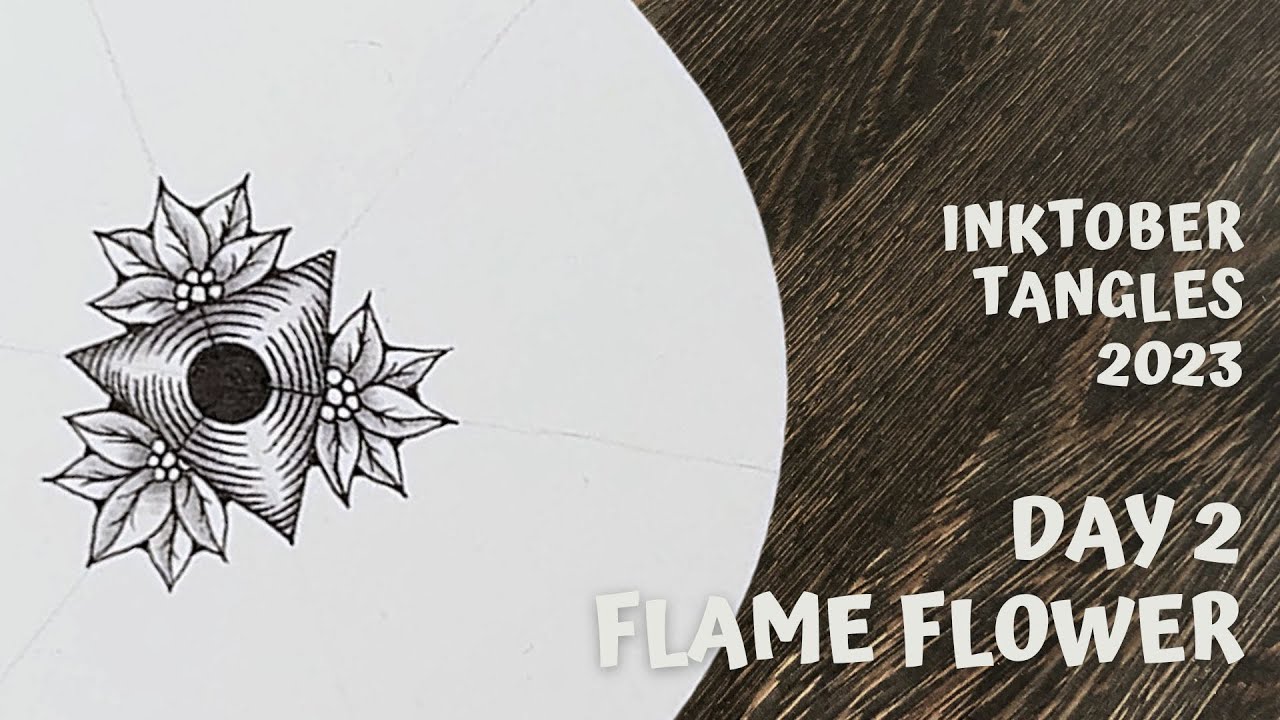 Inktober Tangles 2023 - Day 2 - Flame Flower