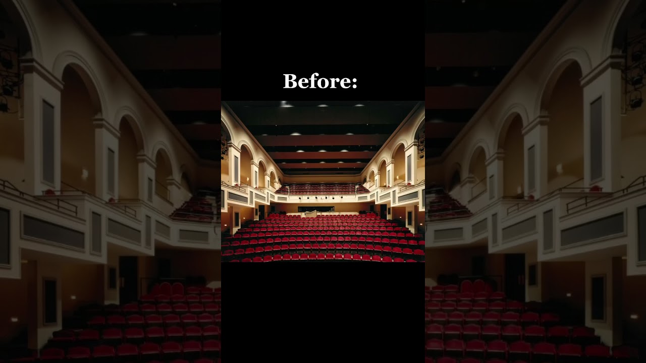 Abandoned theatre before vs after