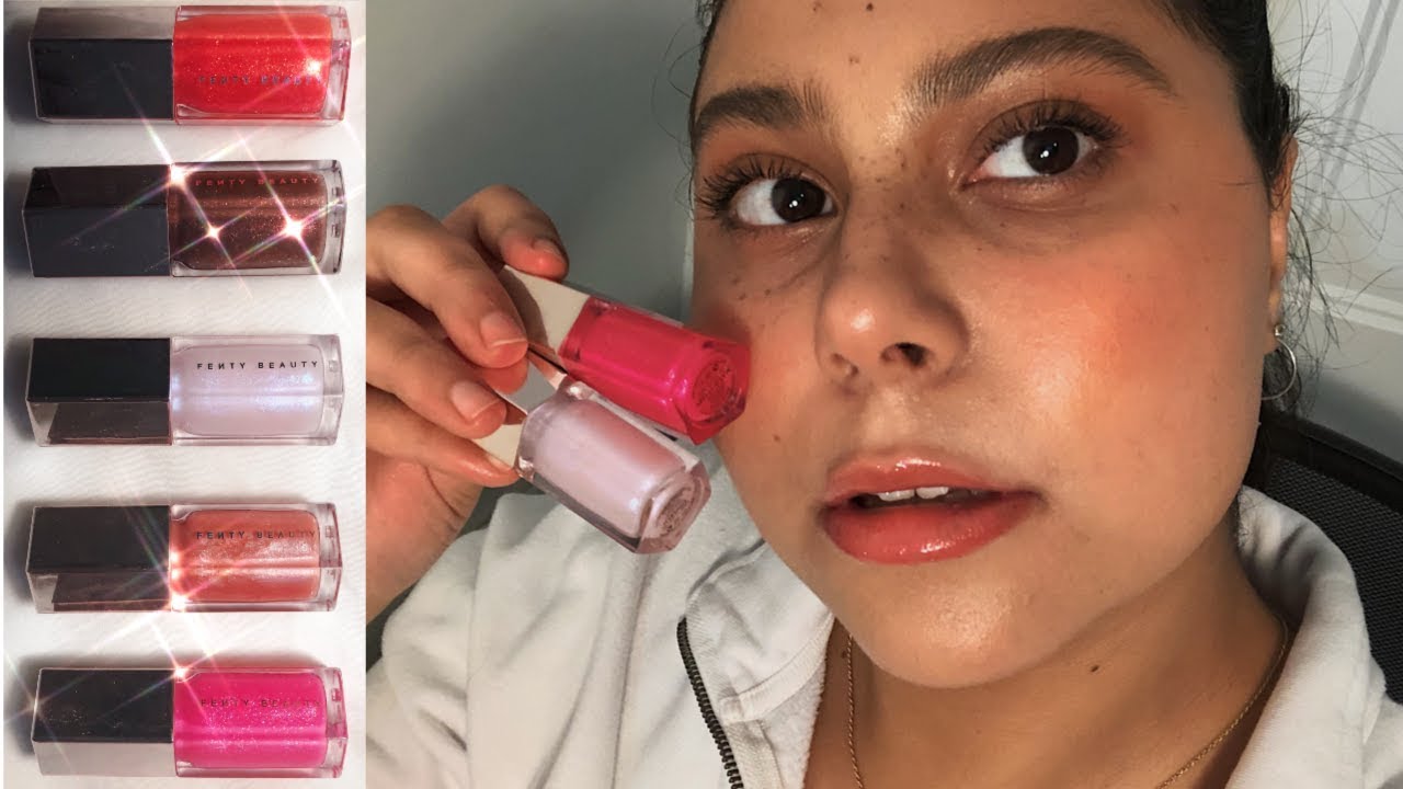 trying the *new* fenty beauty glossy posse mini gloss bomb set (swatches + review)