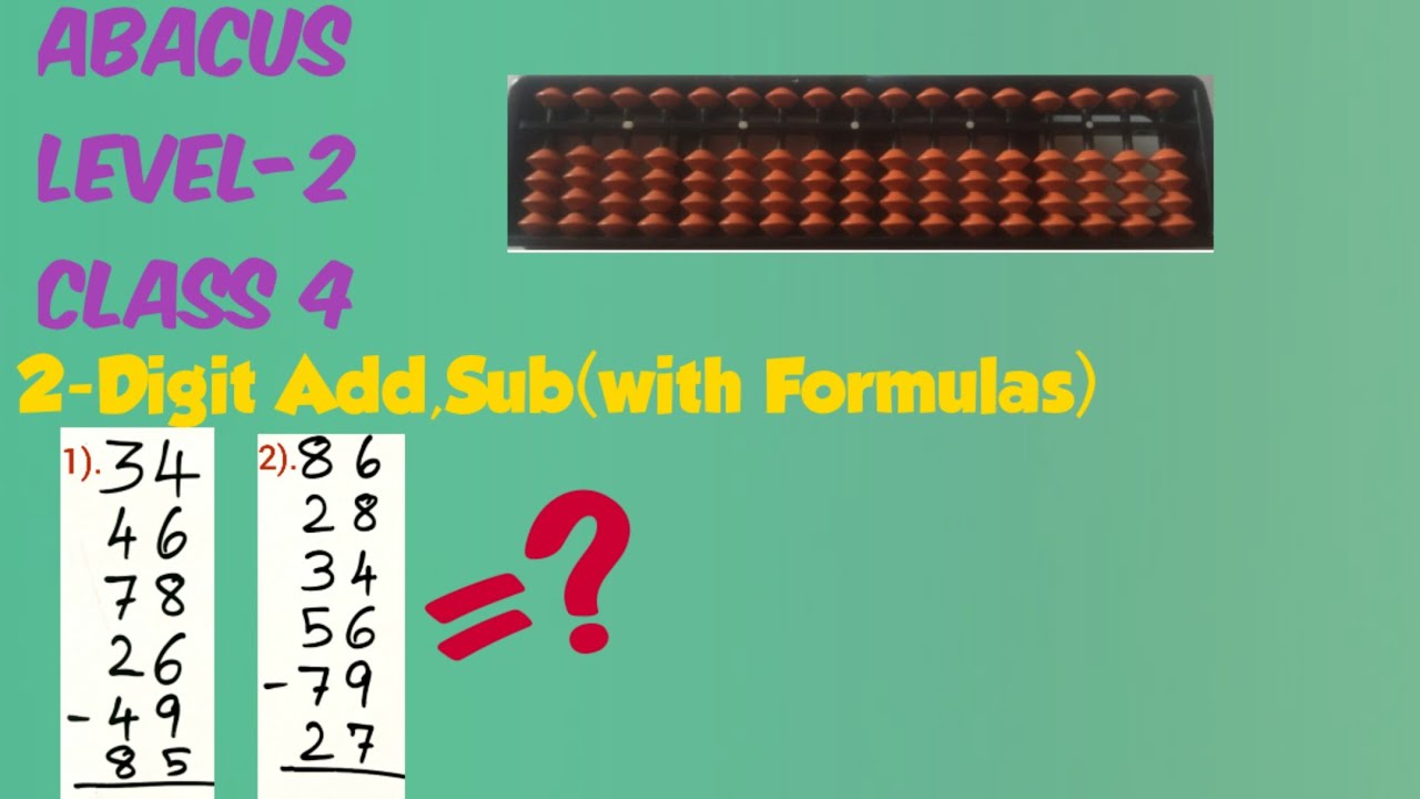 double digit addition using abacus scale||subtraction||Level2||Class4||english