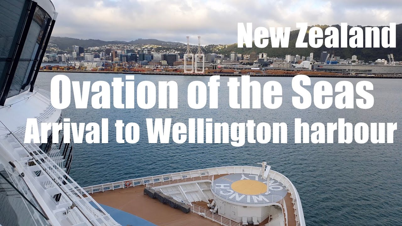 Ovation of the Seas sails into beautiful and scenic Wellington harbour in New Zealand
