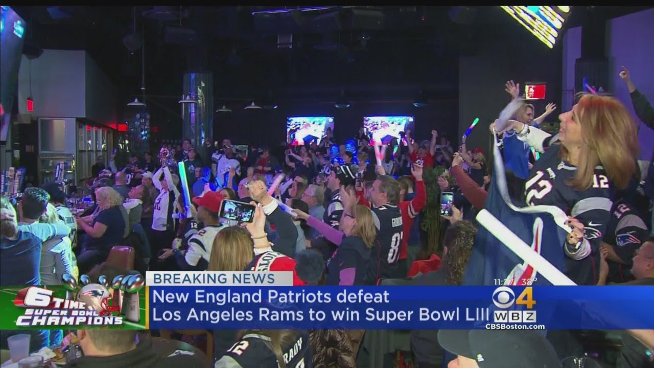 Patriots Fans In Foxboro Erupt As Pats Take Home Super Bowl Win