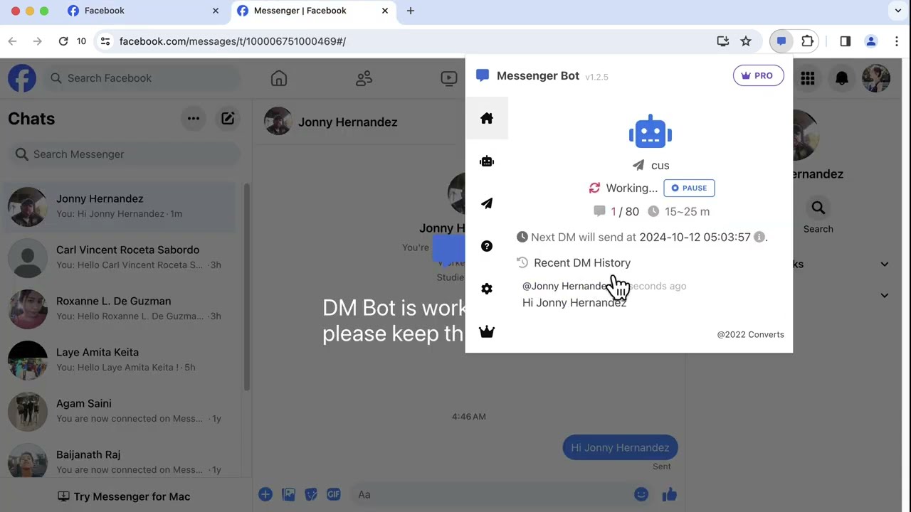 FB Messenger Bot - Automate Private Message Sender For Facebook