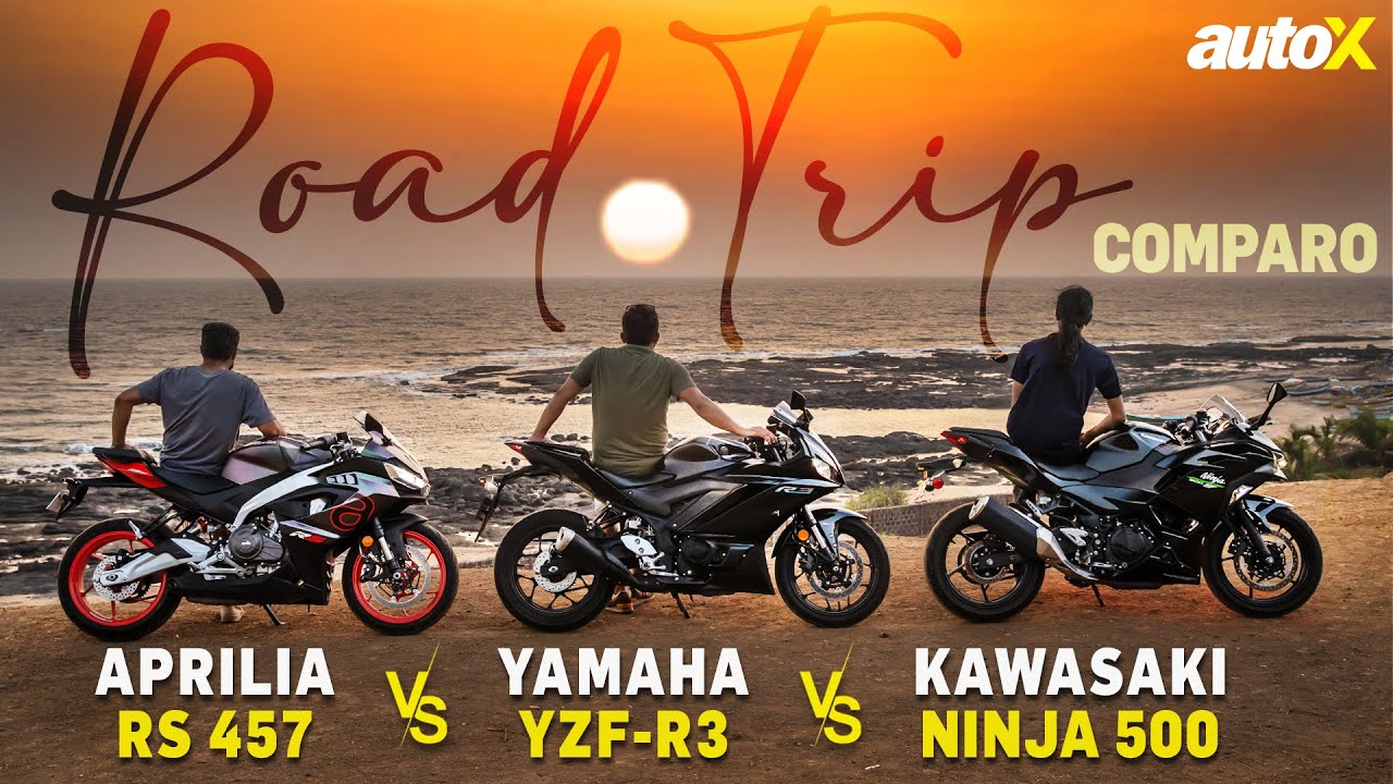 Aprilia RS 457 vs Yamaha R3 vs Kawasaki Ninja 500 | 300km Road Trip Comparison Test 2024 | autoX