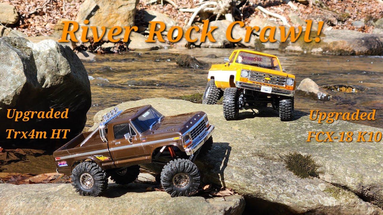 Upgraded Traxxas Trx4m High Trail Ford F150 VS Upgraded FMS FCX-18 Chevy K10 RC Crawl Comparison!