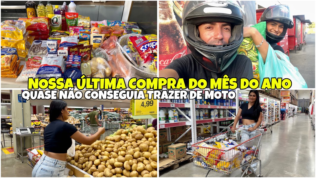 NOSSA ÚLTIMA COMPRA DO MÊS DO ANO NO ATACADISTA/ QUASE NÃO CONSEGUIA TRAZER NA MOTO + VALOR TOTAL 