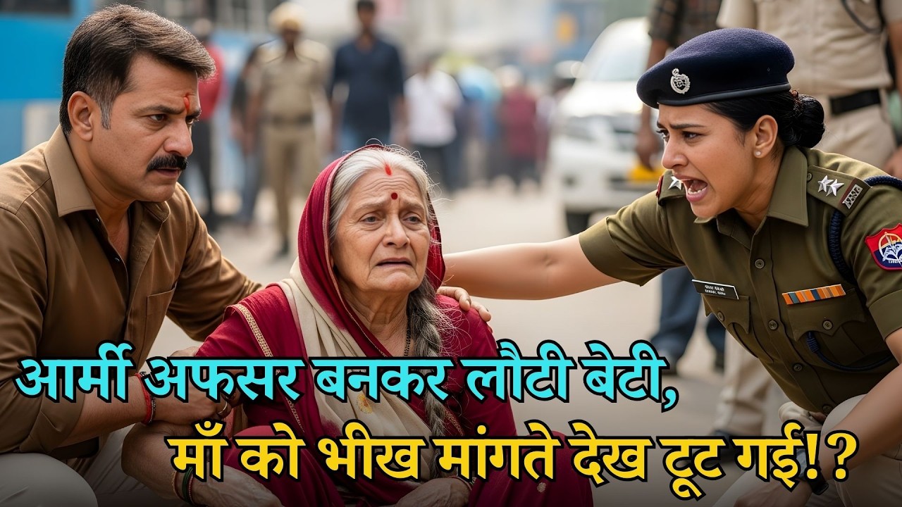 2 साल बाद आर्मी ऑफिसर बनी बेटी घर लौटी… बस स्टैंड पर माँ को भीख माँगते देख स्तब्ध रह गई!