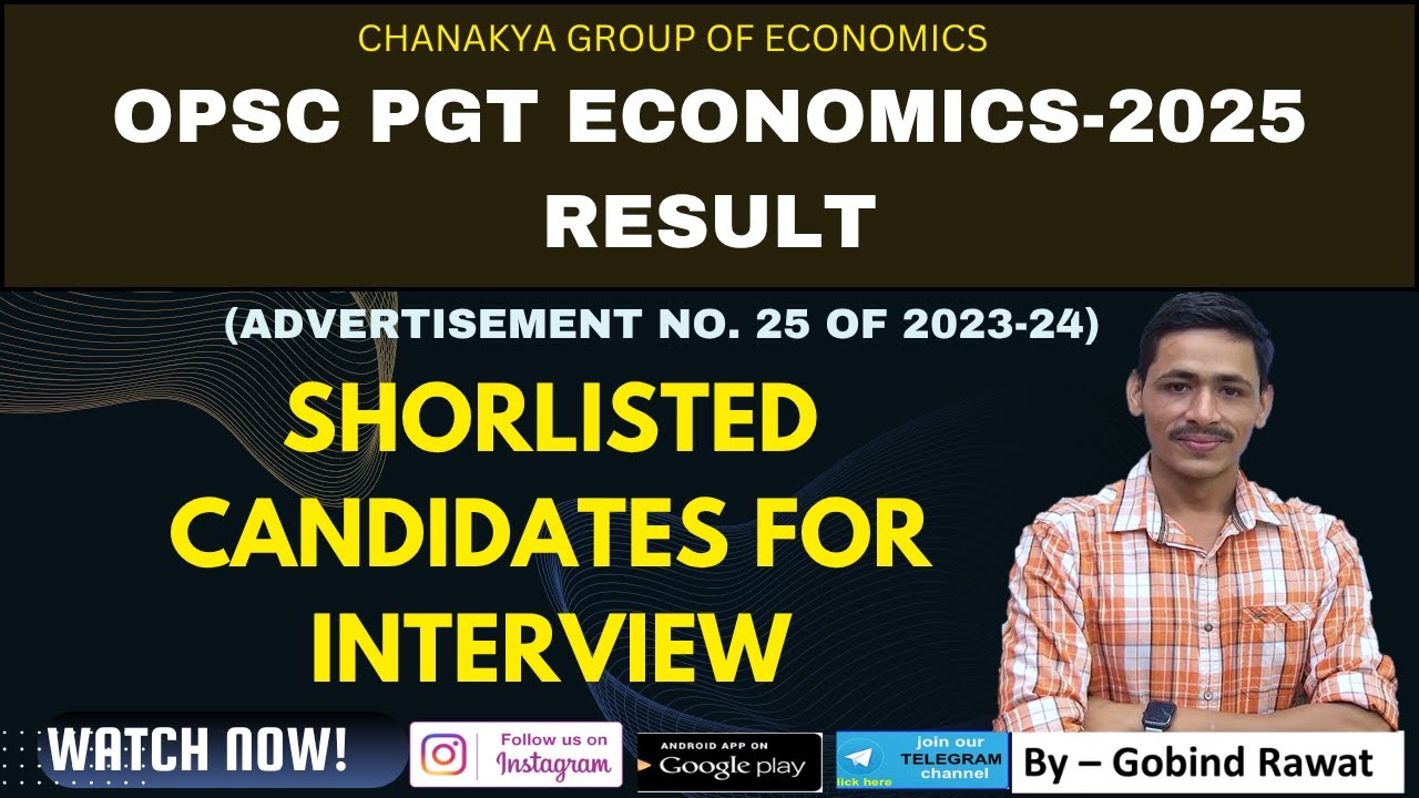 OPSC PGT ECONOMICS-2025 RESULT