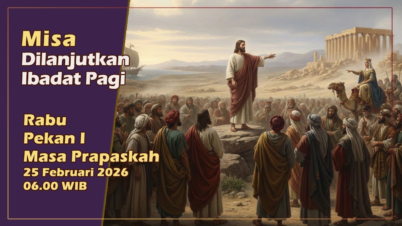 MISA DILANJUTKAN IBADAT PAGI, RABU PEKAN I MASA PRAPASKAH, 25 FEBRUARI 2026, 06.00 WIB
