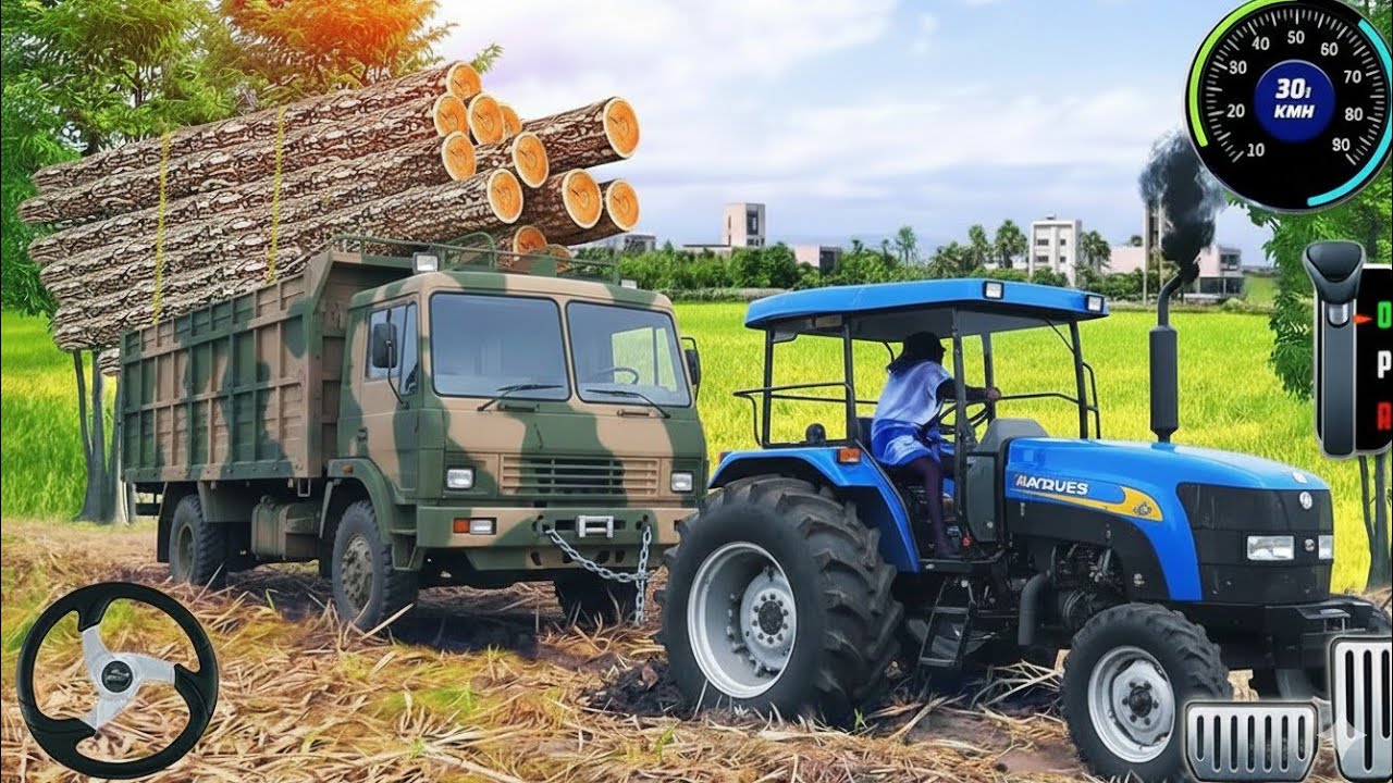 Real Cargo Tractor Pulling Simulator #3- Offroad Chained Truck Towing Rescue- Gameplay Android