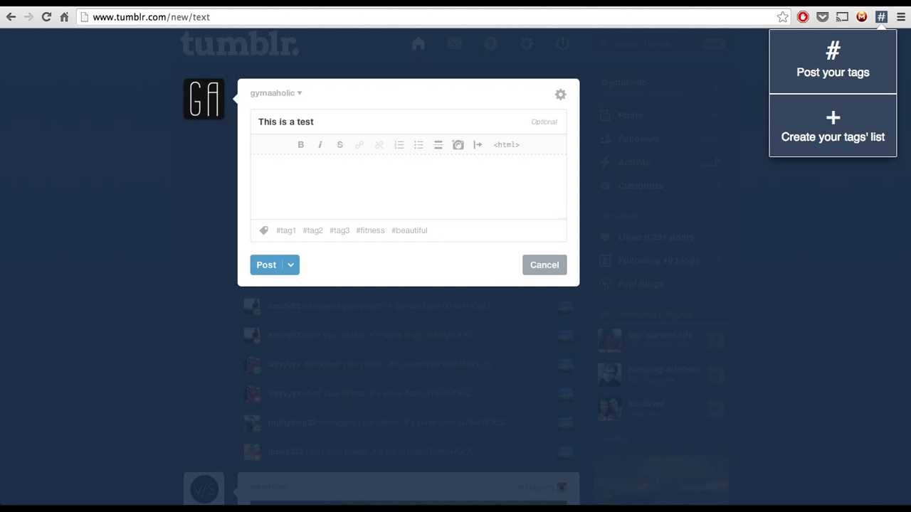 TumbTag: Post your tags in one click on Tumblr
