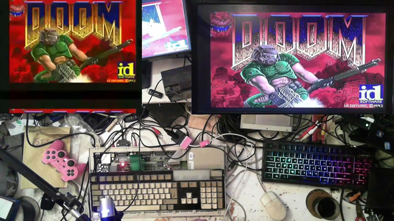 Will it run Doom? - Commodore Amiga 1200, TerribleFire TF1230, and multiple screens...