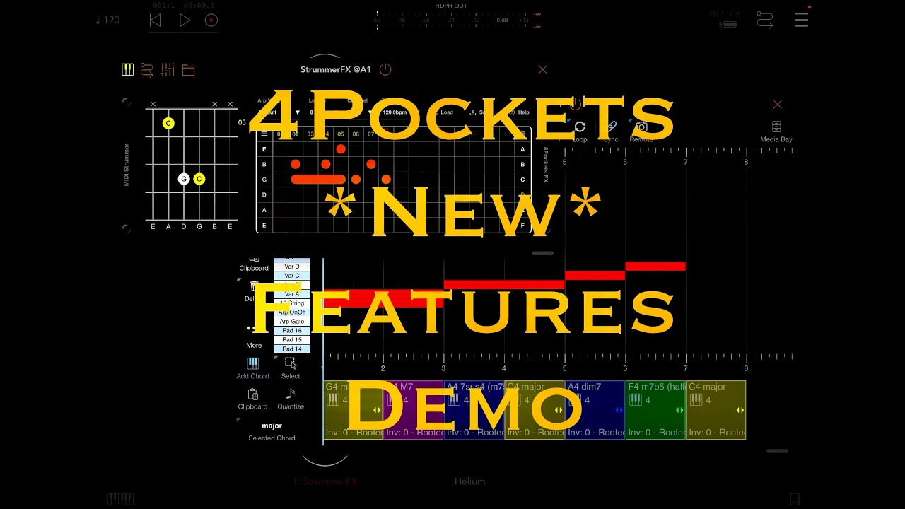 Demo of new 4Pockets Helium Chord Features with MIDI Strummer