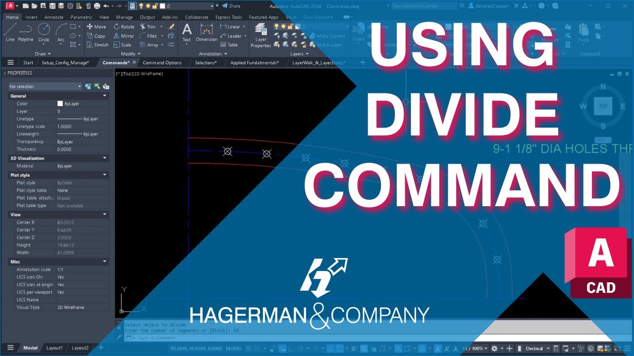 AutoCAD How to use the Divide Command! Split up Geometry Easy