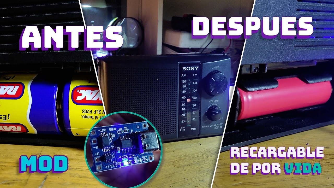 Como Convertir una Radio de Pilas a Bater&iacute;a Recargable de Litio usando el TP4056 || Prophet_Malik