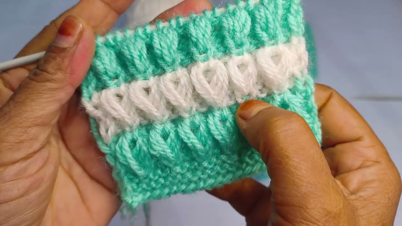 🧶✨ Two Color Knitting Design with Hand knitting pattern 💖 Easy & Elegant Pattern