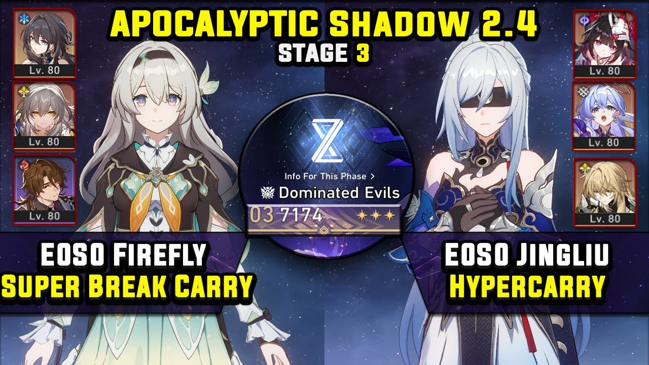 E0 Firefly Super Break & E0 Jingliu Hypercarry (3 Stars) Apocalyptic Shadow 3 Honkai Star Rail 2.4