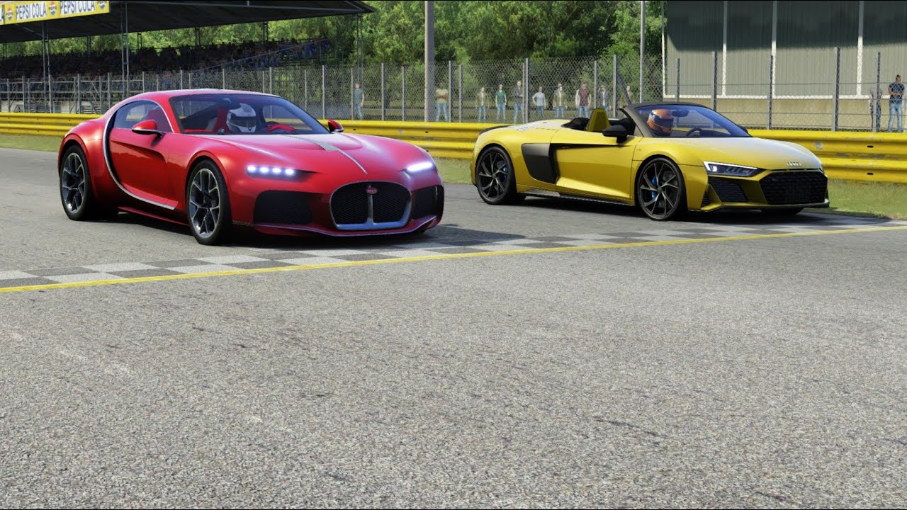 Bugatti Atlantic Concept 2020 vs Audi R8 Spyder Plus 2021at Monza Full Course