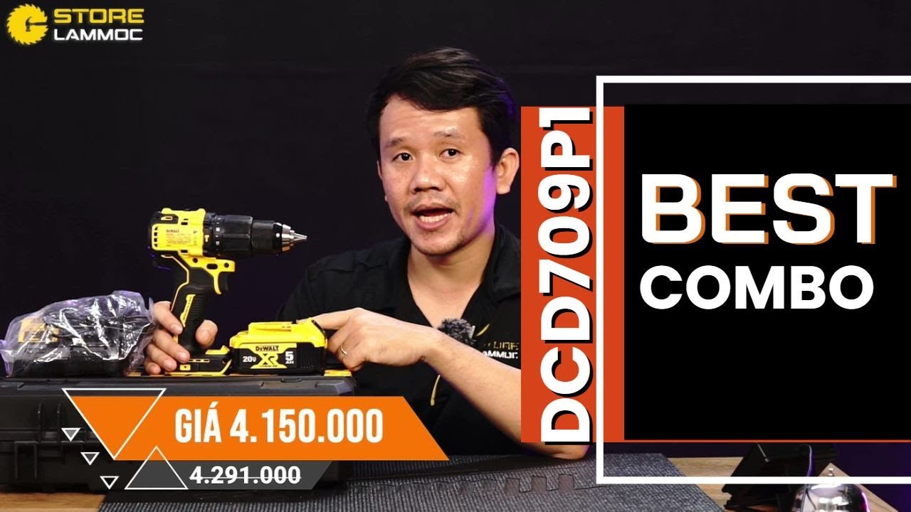DEWALT DCD709P1 bộ máy khoan pin chính hãng Dewalt 1 pin 5 ampe nên mua
