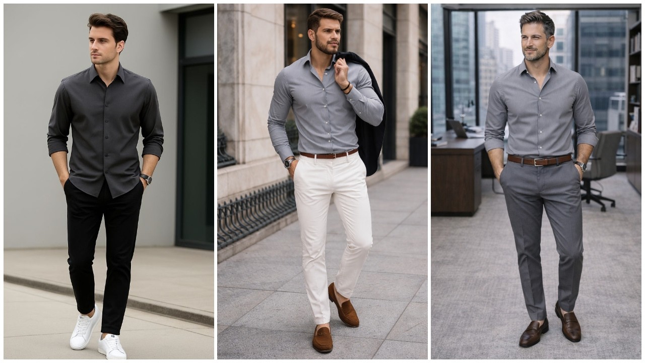 Top 10 ATTRACTIVE Gray Shirt Matching Pants For Men 2026 / Just Men's Fashion!