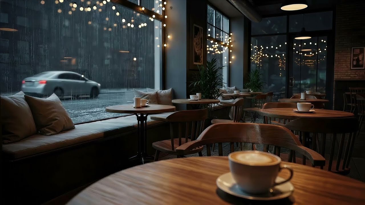 4K Coffee Shop in a Rainy Day Ambience | Lo-Fi Music for Deep Focus, Study & Relaxation