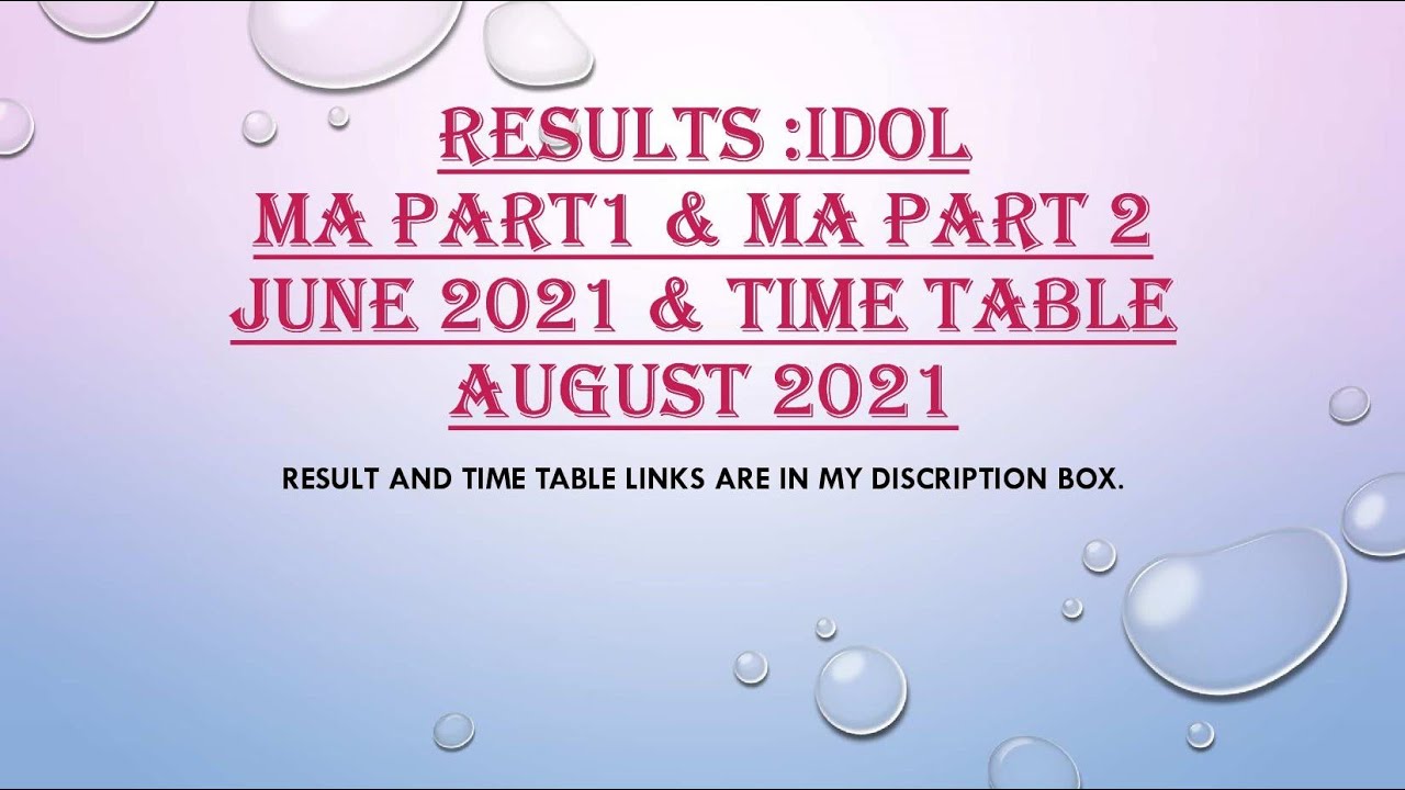 IDOL Mumbai University Results and Time table updates August, 2021