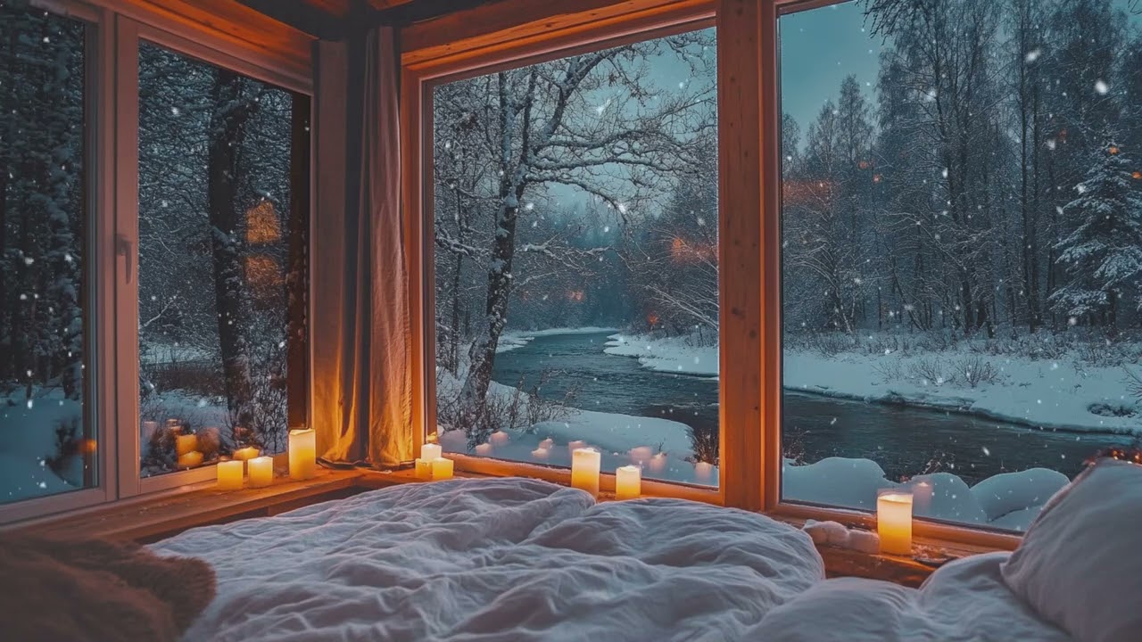 Winter Forest Bedroom – Relaxing Piano & Falling Snow Ambience