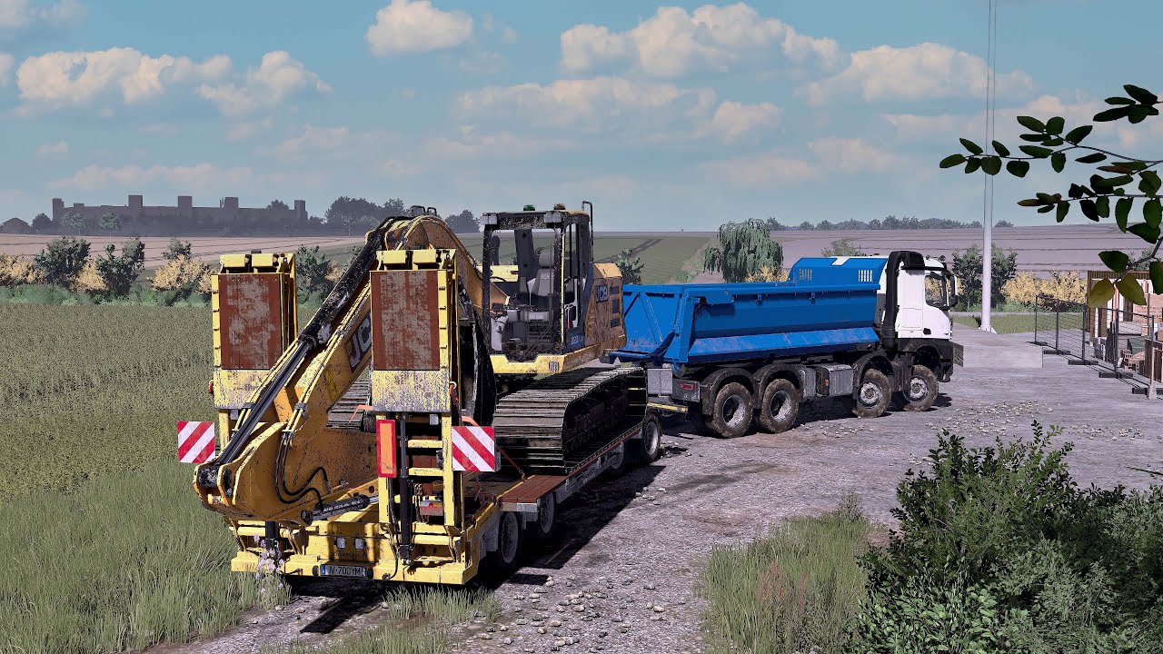 MONTERIGGIONI presentazione big farm + trasporto escavatore 🚜🏚️🛠️ | FS25 | Real Virtual Farming